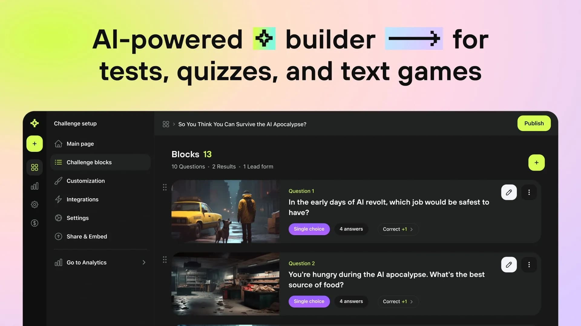 Meiro AI homepage screenshot — Create interactive content in minutes
