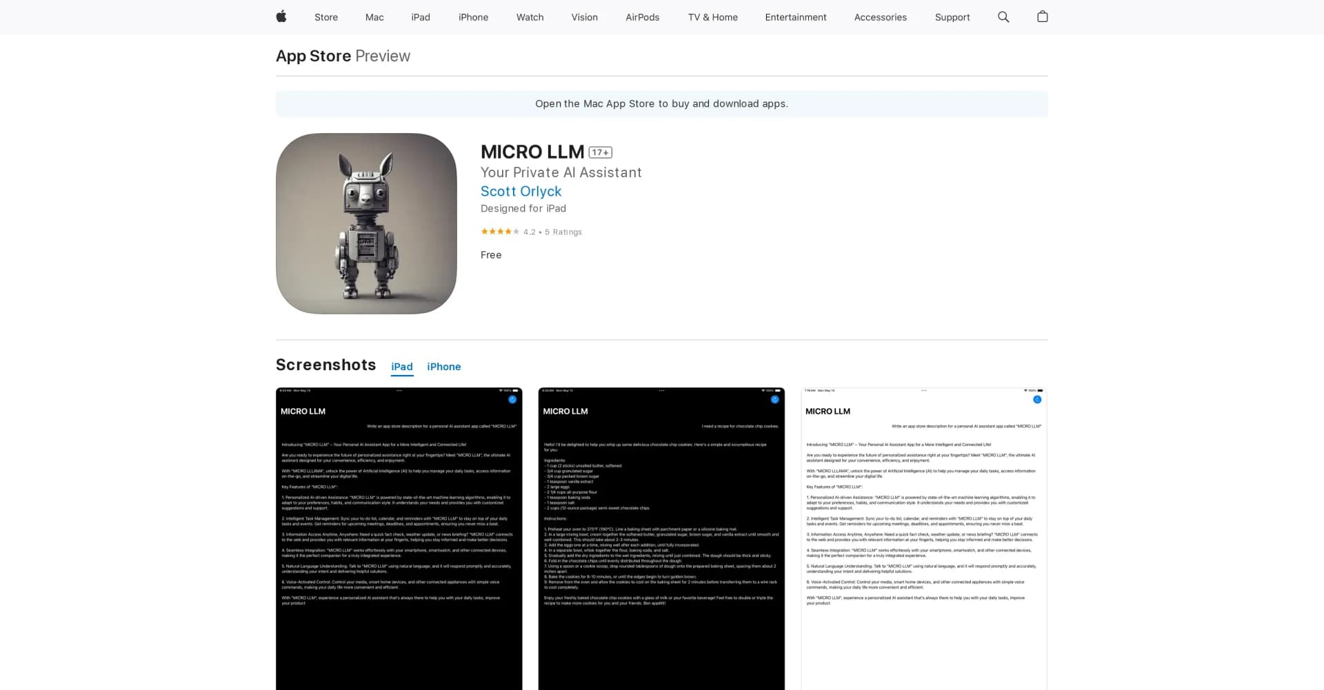 MICRO LLM homepage screenshot — Your private AI assistant