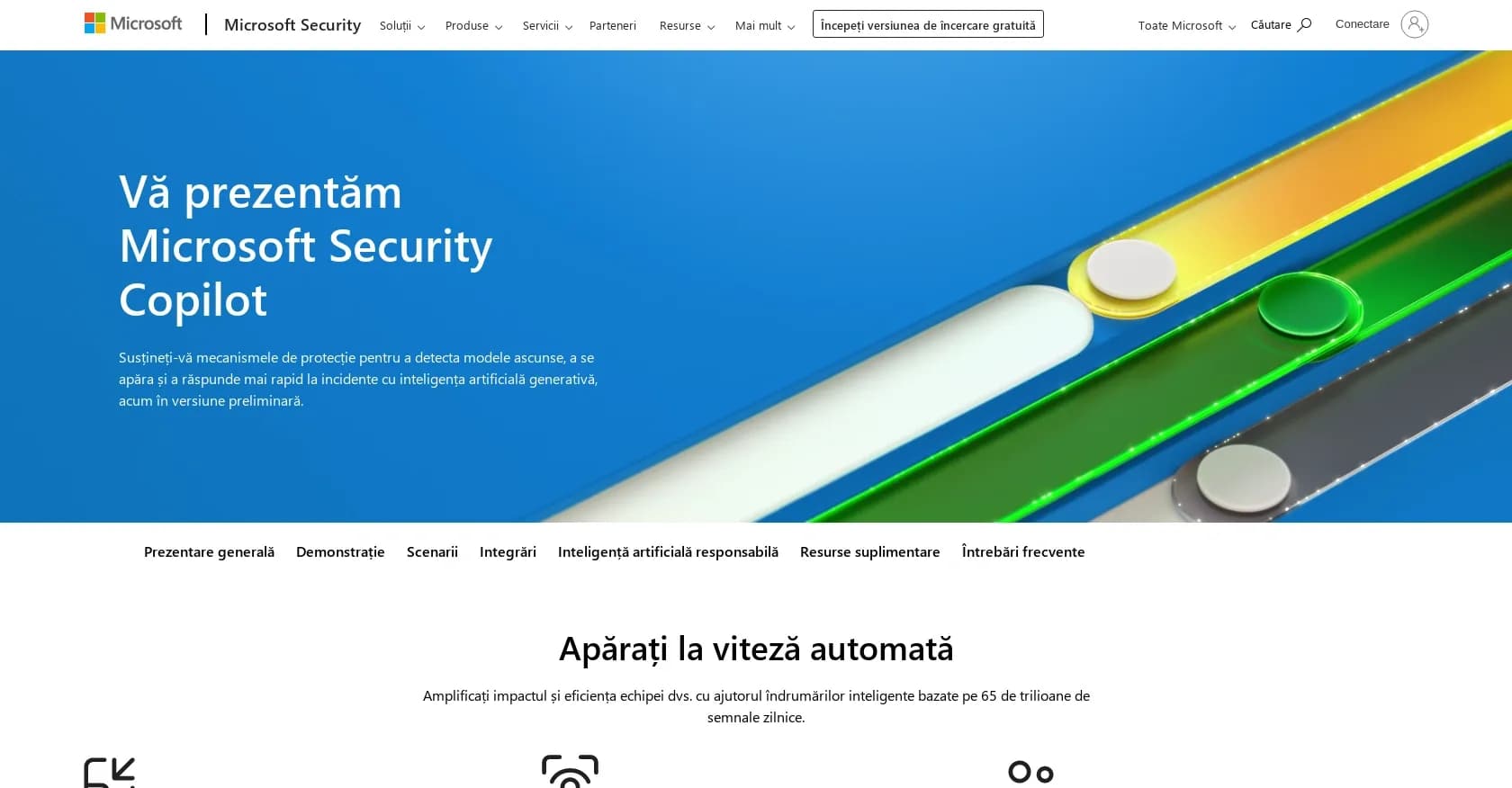 Microsoft Security Copilot homepage screenshot — Boost defense speed with AI-powered insights