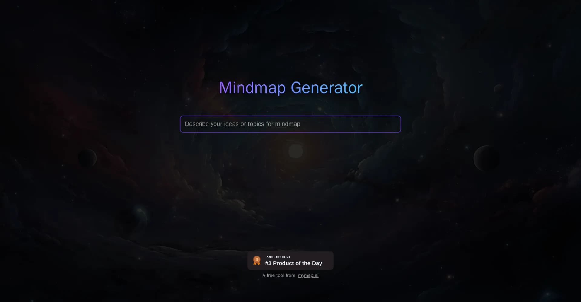 Mindmap homepage screenshot — Visualize ideas effortlessly with free mindmaps.
