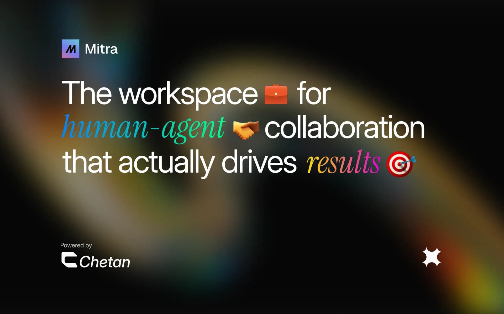 Mitra homepage screenshot — The workspace for human-agent collaboration, powered by chet