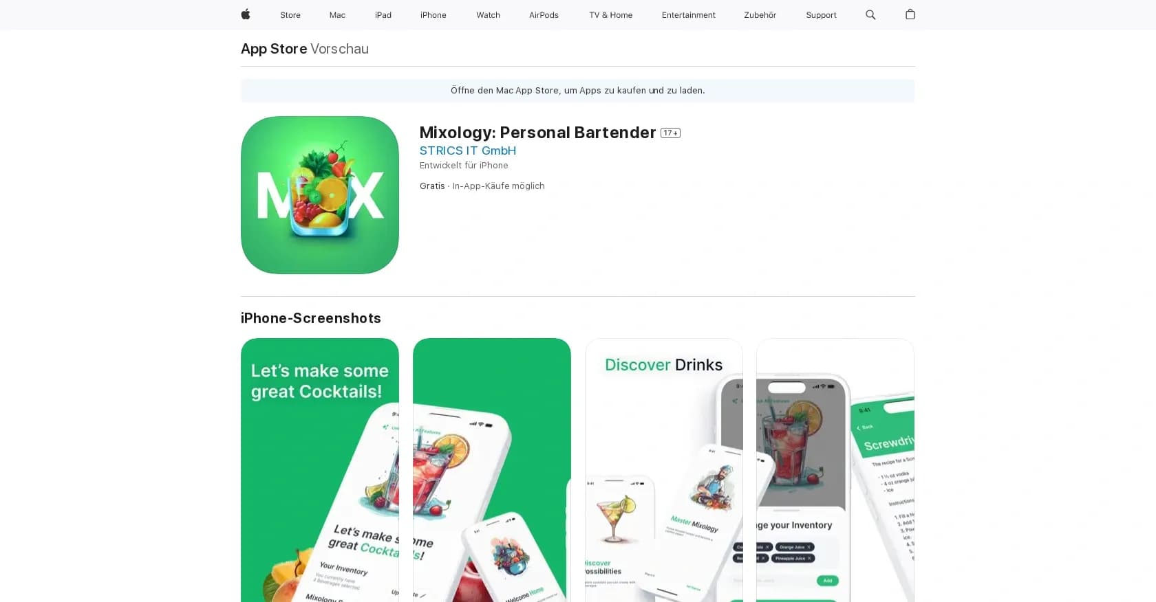 Mixology homepage screenshot — Cocktail recipe recommendations and creation.