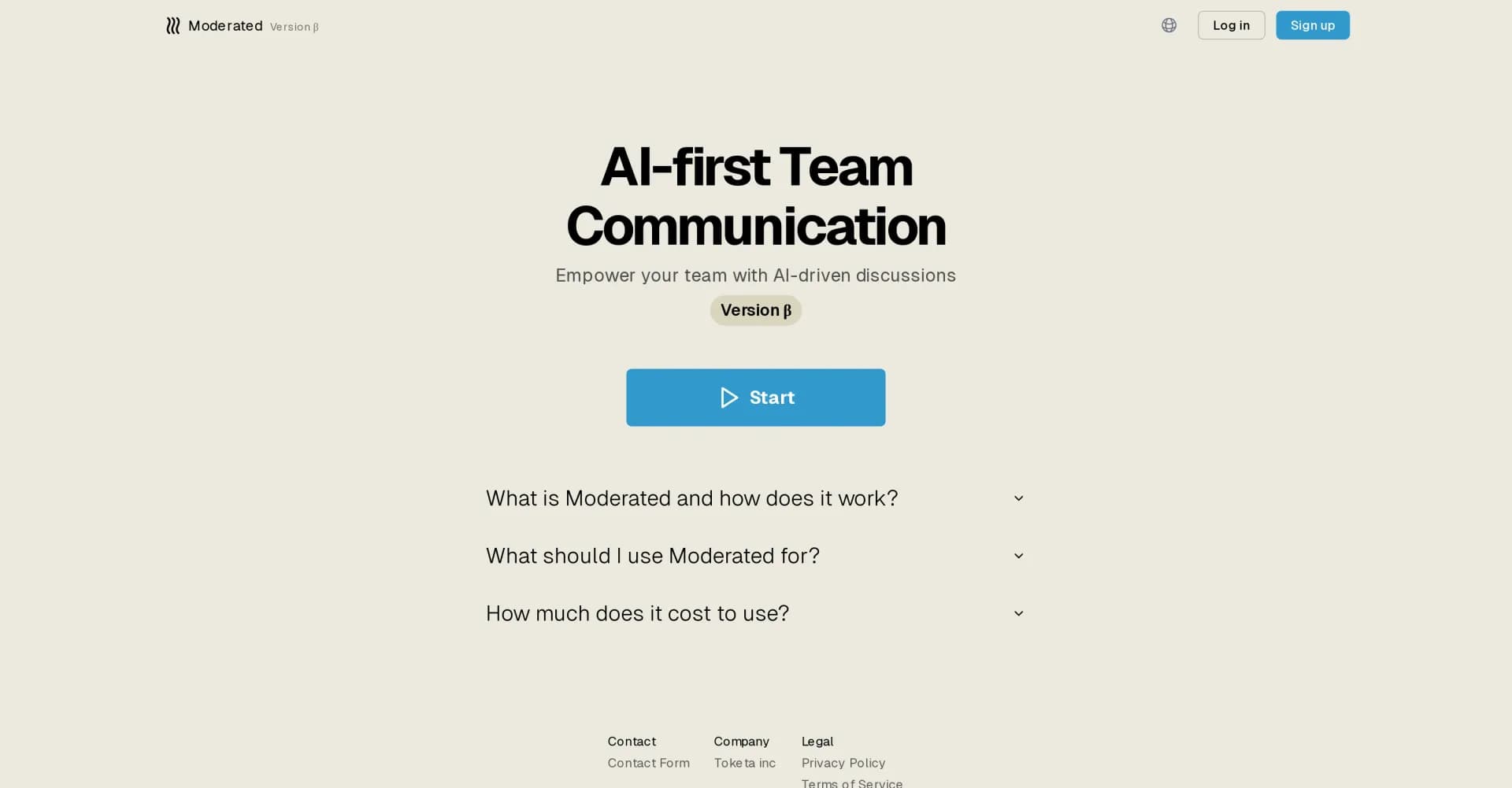 Moderated homepage screenshot — Empower teams with AI-driven discussions.