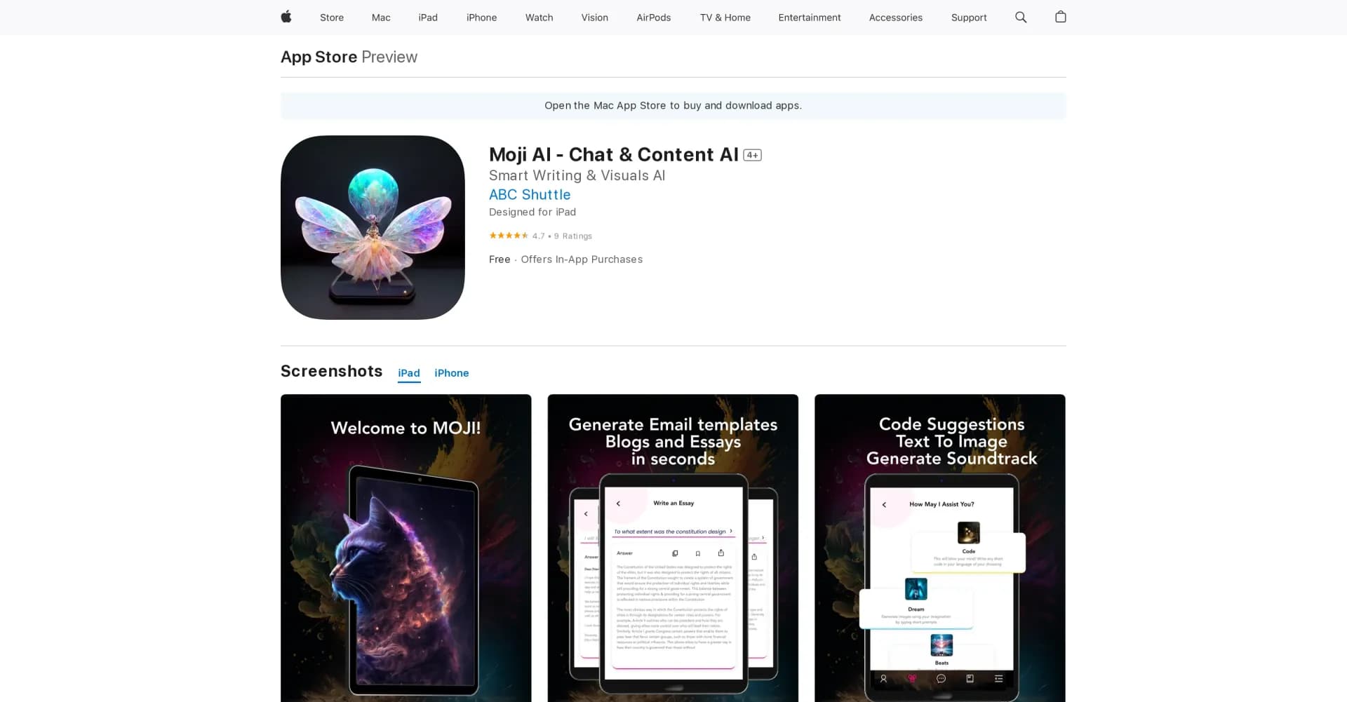 Moji homepage screenshot — Your personal writing assistant, Moji.