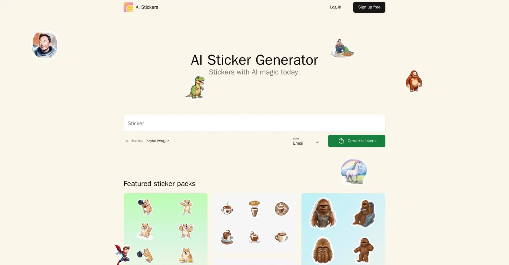 More Graphics Stickers homepage screenshot — Create AI-powered stickers instantly.