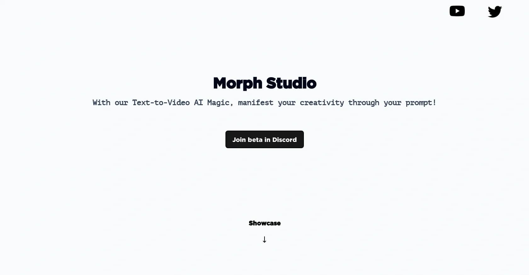 Morph Studio homepage screenshot — Transform text into video with AI magic.
