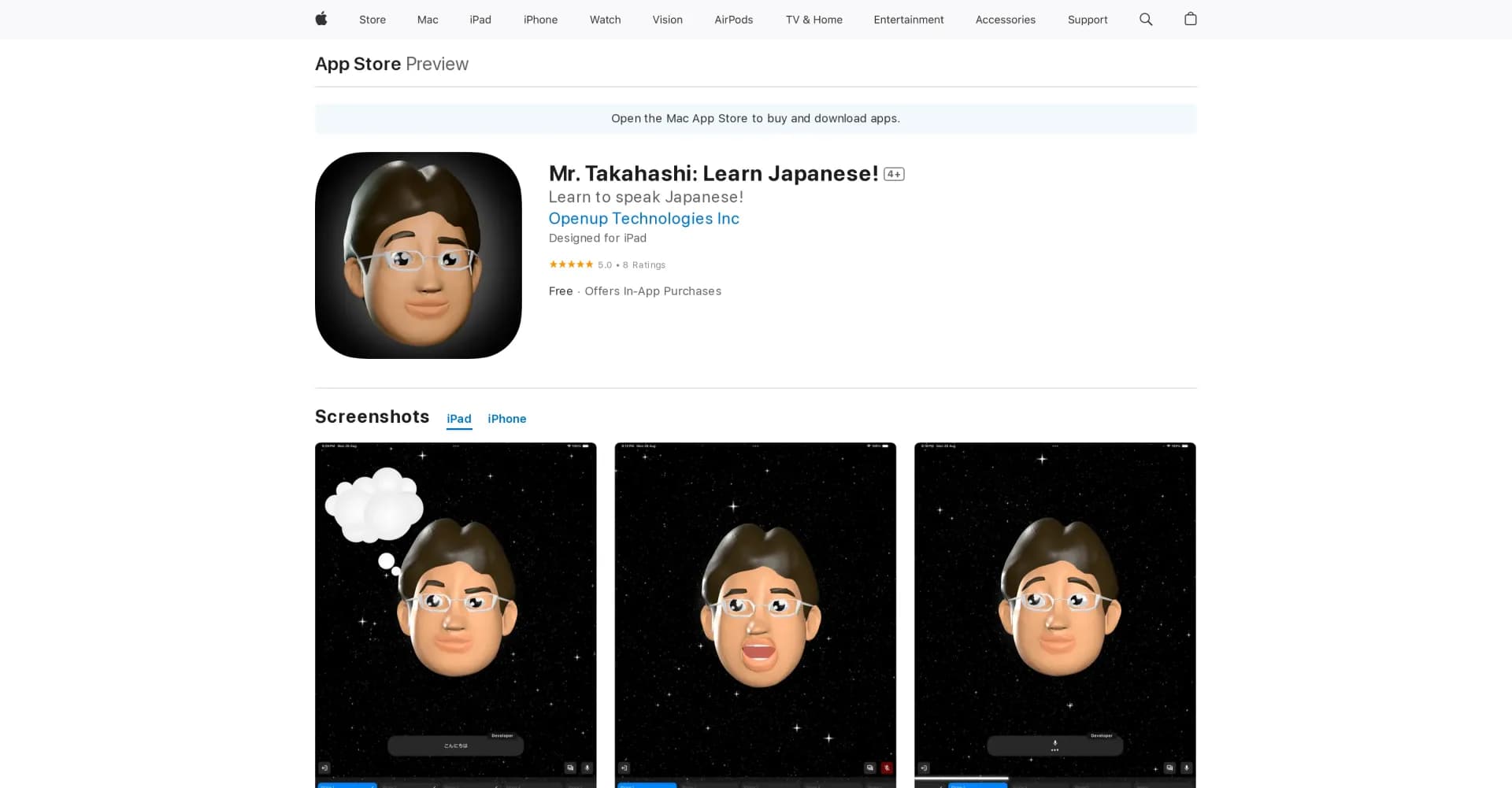 Mr. Takahashi: Learn Japanese! homepage screenshot — Your 24/7 Japanese tutor for real conversations