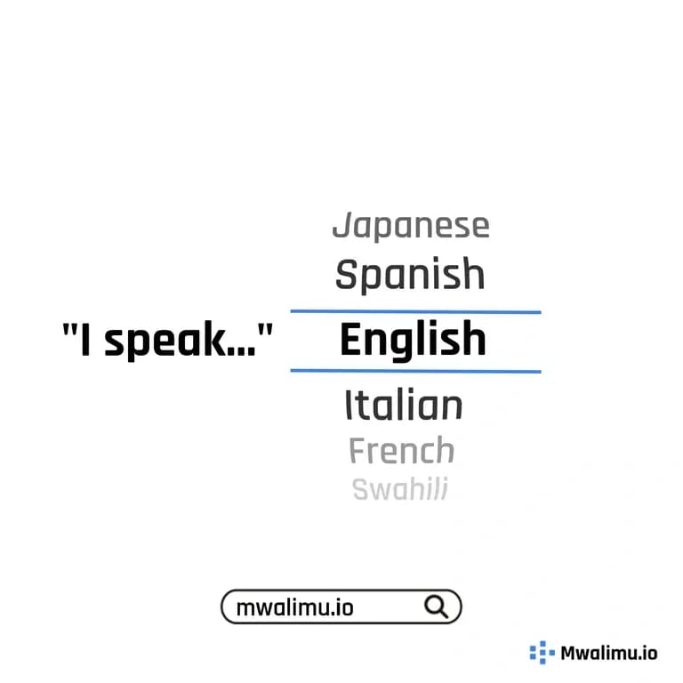 Mwalimu.io homepage screenshot — Learn to speak English and other languages with personal AI 