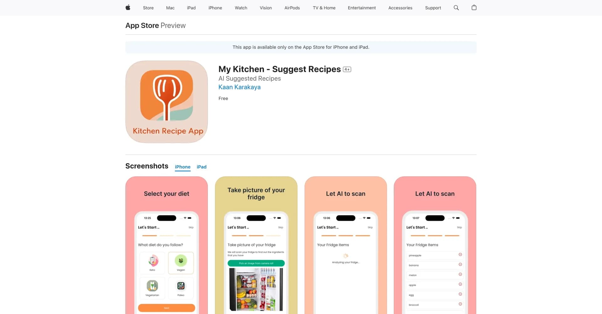 My Kitchen - Suggest Recipes homepage screenshot — Turn your fridge into a feast