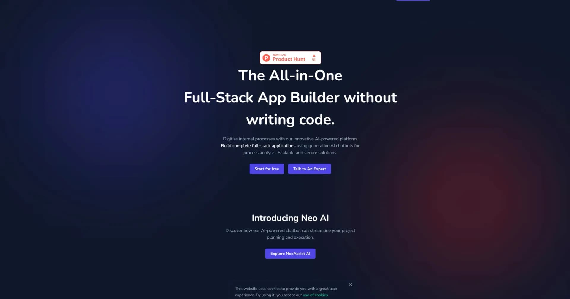 NeoApps.AIv0.1.0 homepage screenshot — If you can imagine , you can create it.