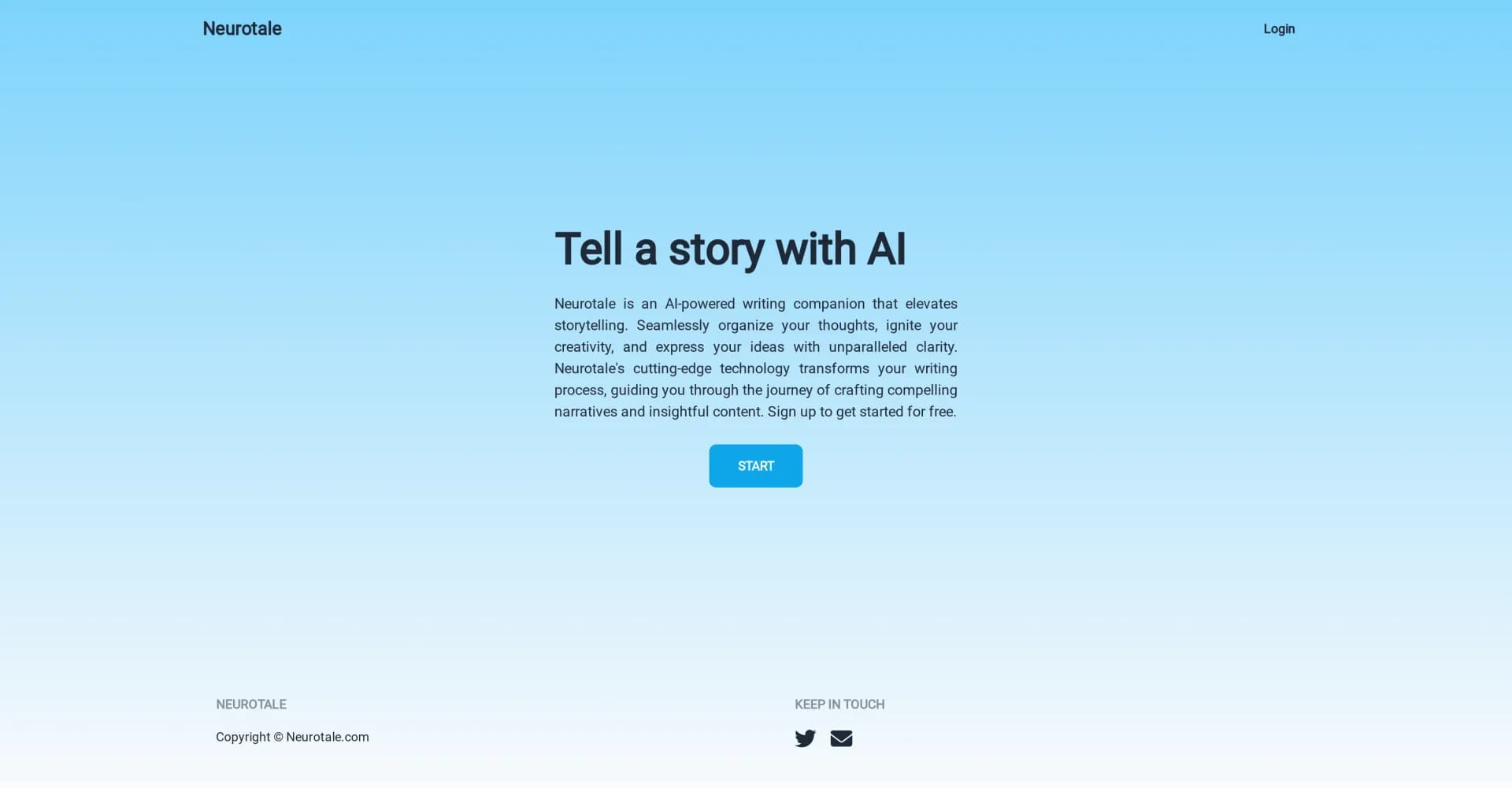 Neurotale homepage screenshot — AI-powered writing enhancement for every genre.