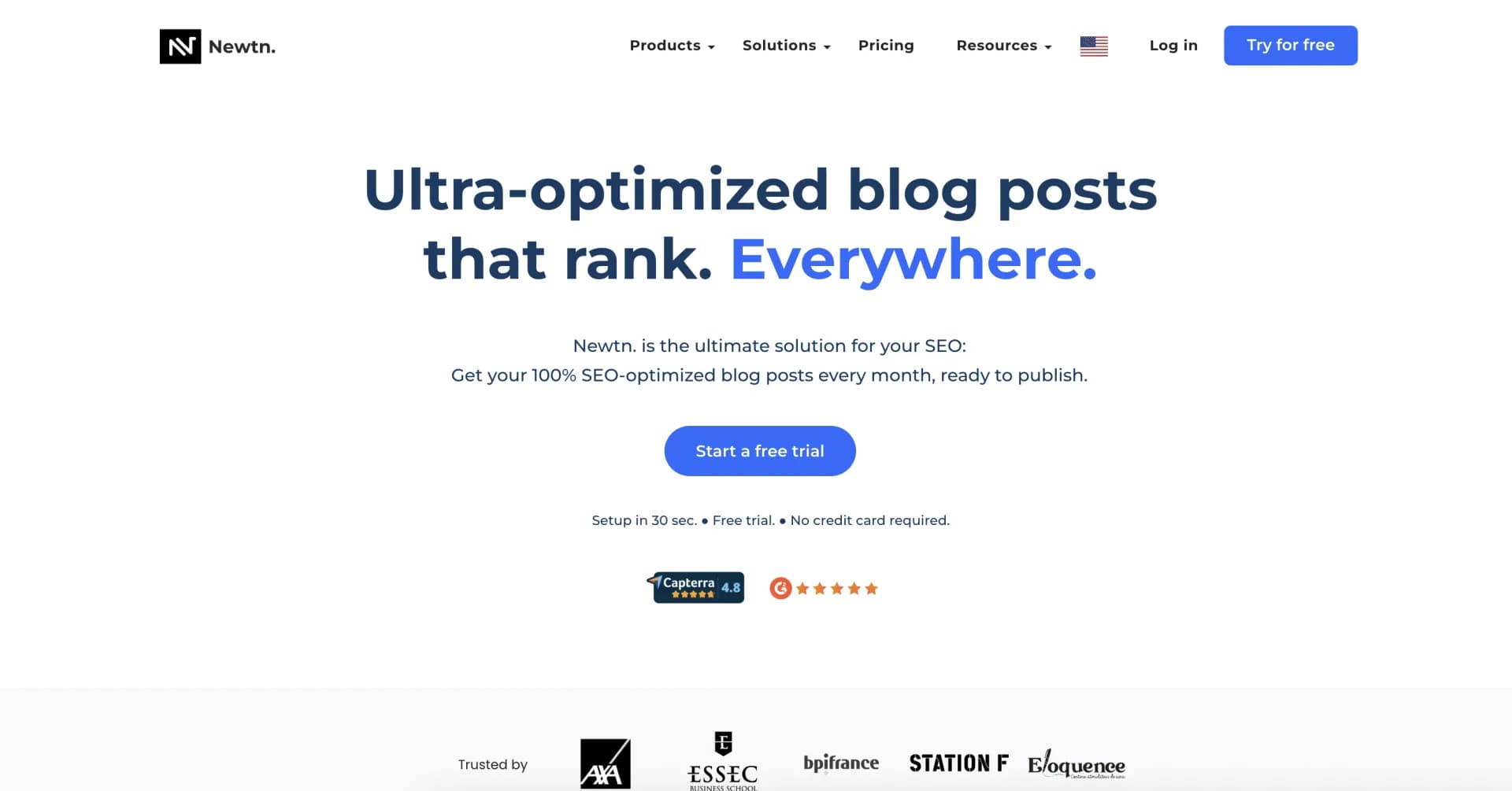 Newtn homepage screenshot — Supercharge your content marketing strategy