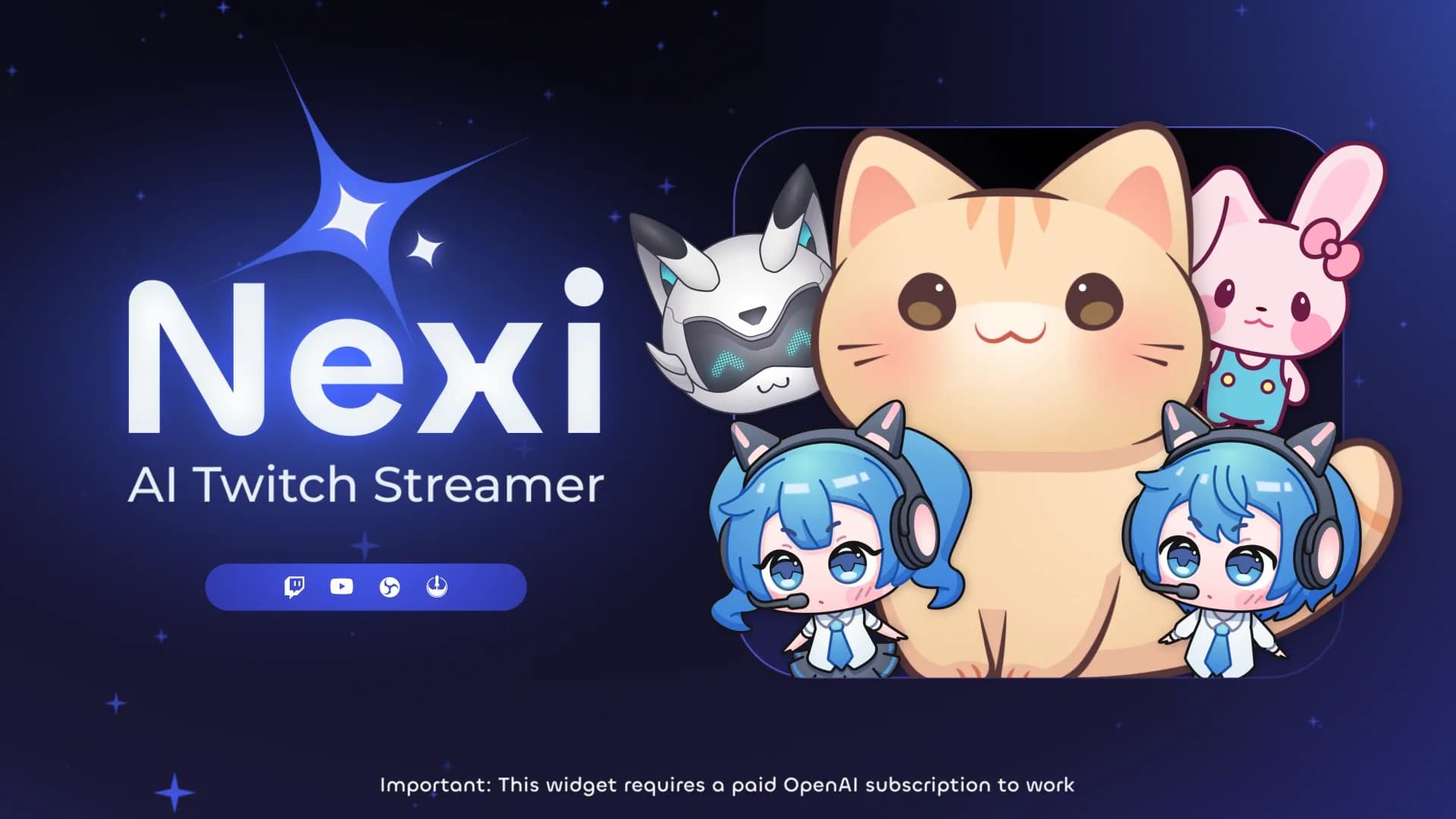 Nexi - AI Co‑Host for Twitch & YouTube Streamers homepage screenshot — Your AI stream companion that entertains chat and boosts tip