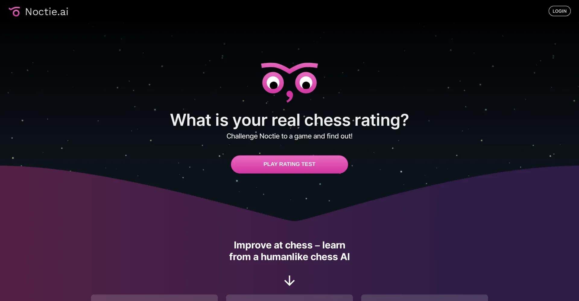 Noctie homepage screenshot — Train chess with a human-like AI coach