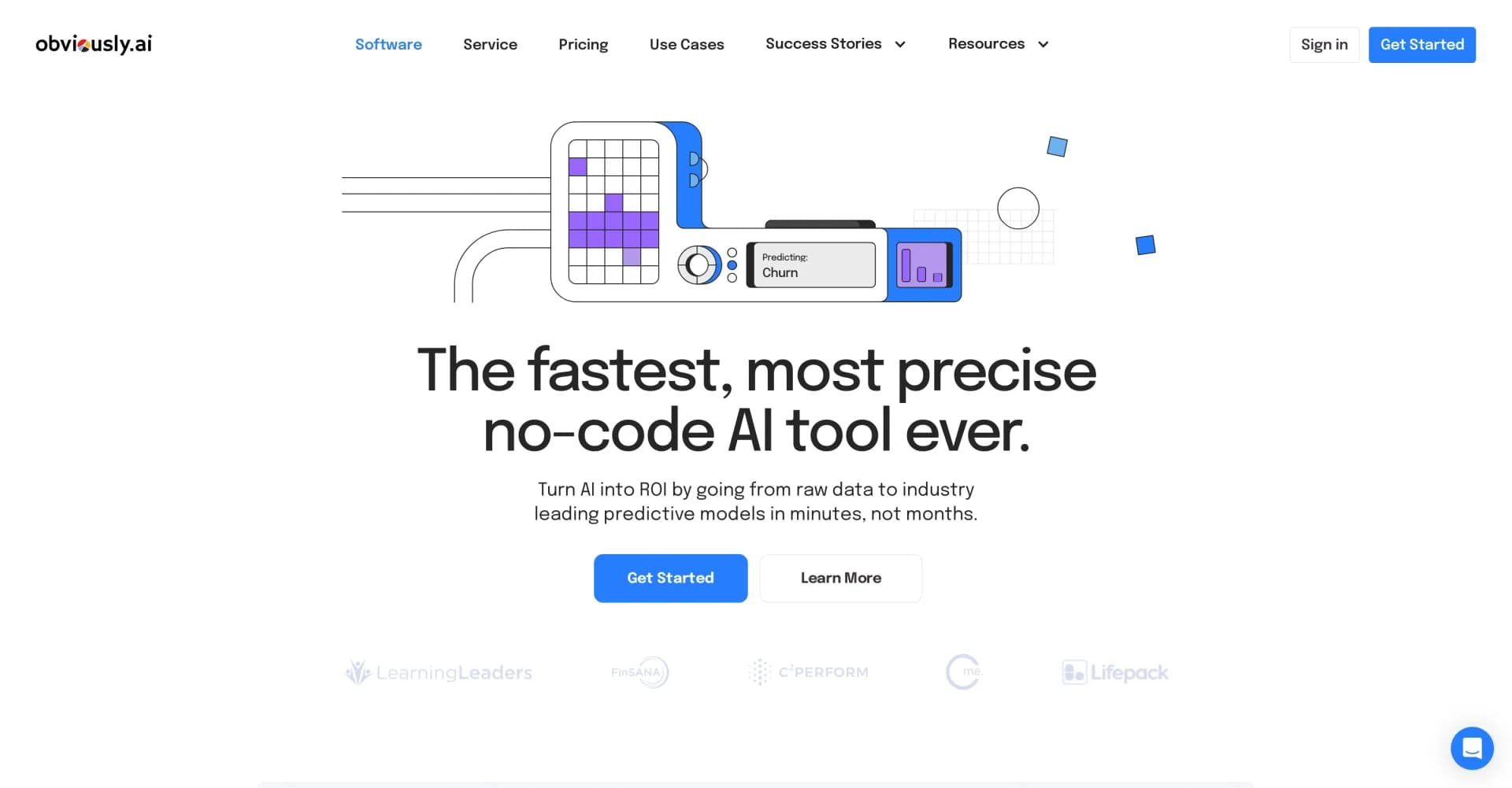 Obviously AI homepage screenshot — Run Data Science with one click