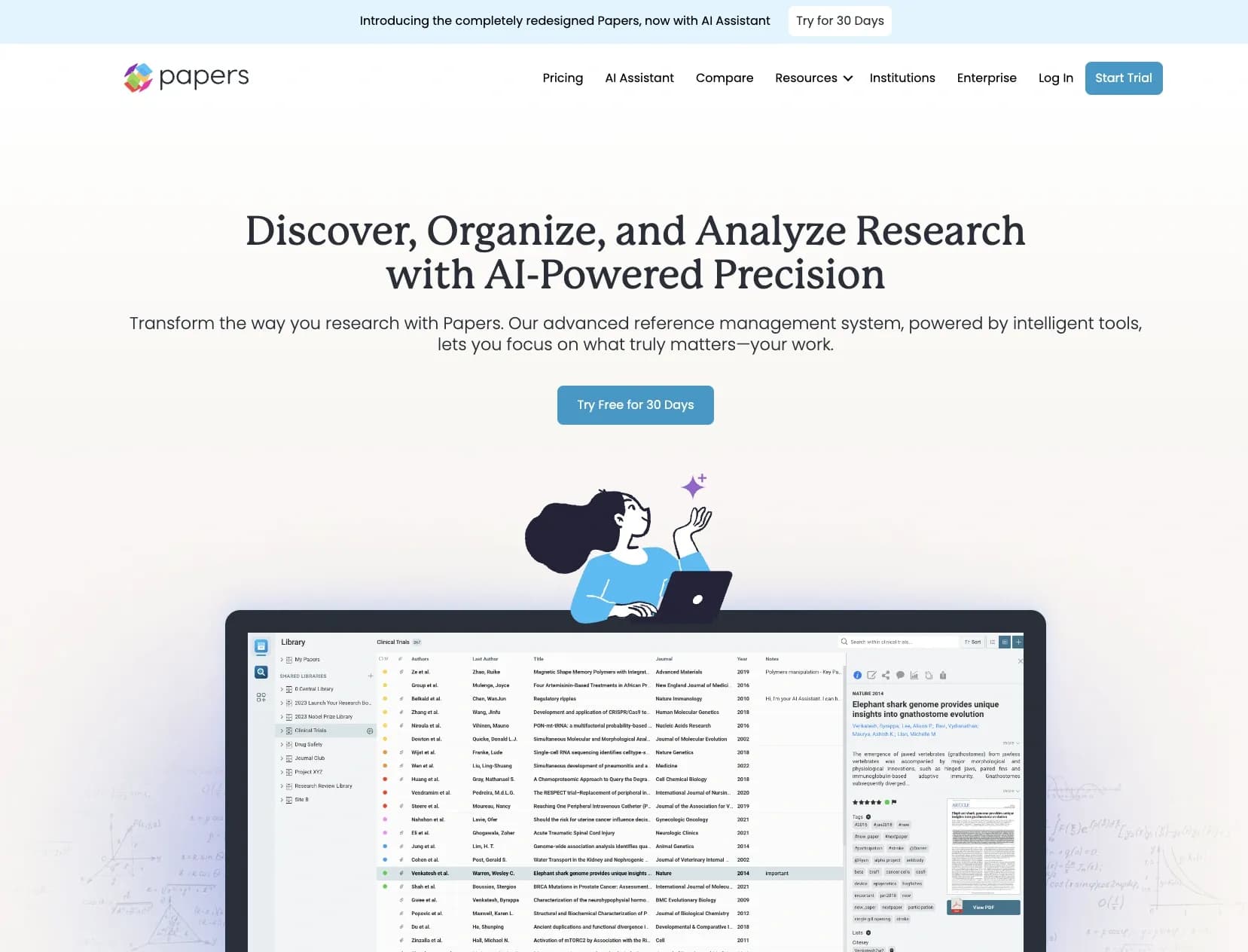 Papers homepage screenshot — Discover, Organize, and Analyze Research with AI-Powered Pre