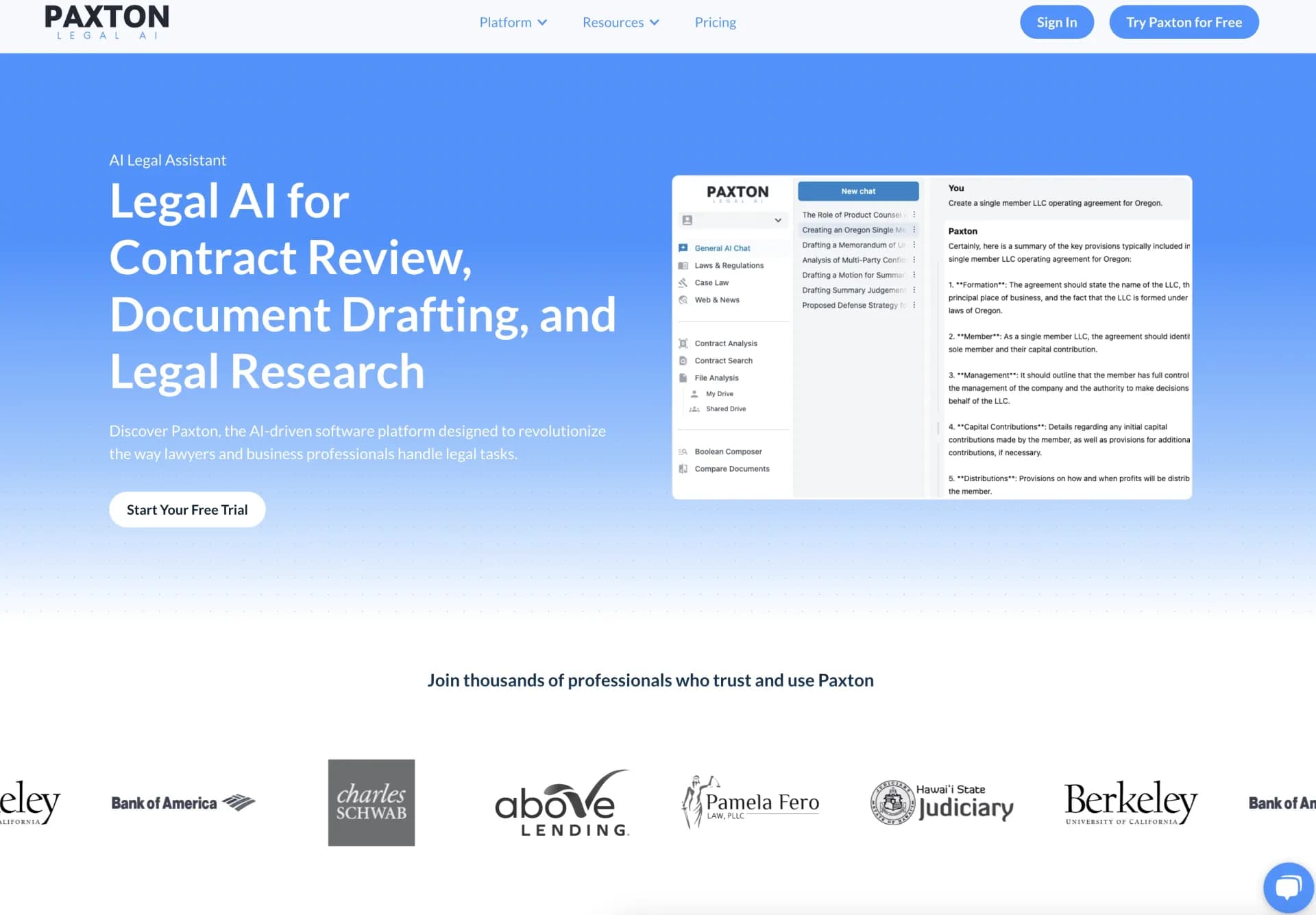 Paxton AI homepage screenshot — AI-powered regulatory compliance for financial services