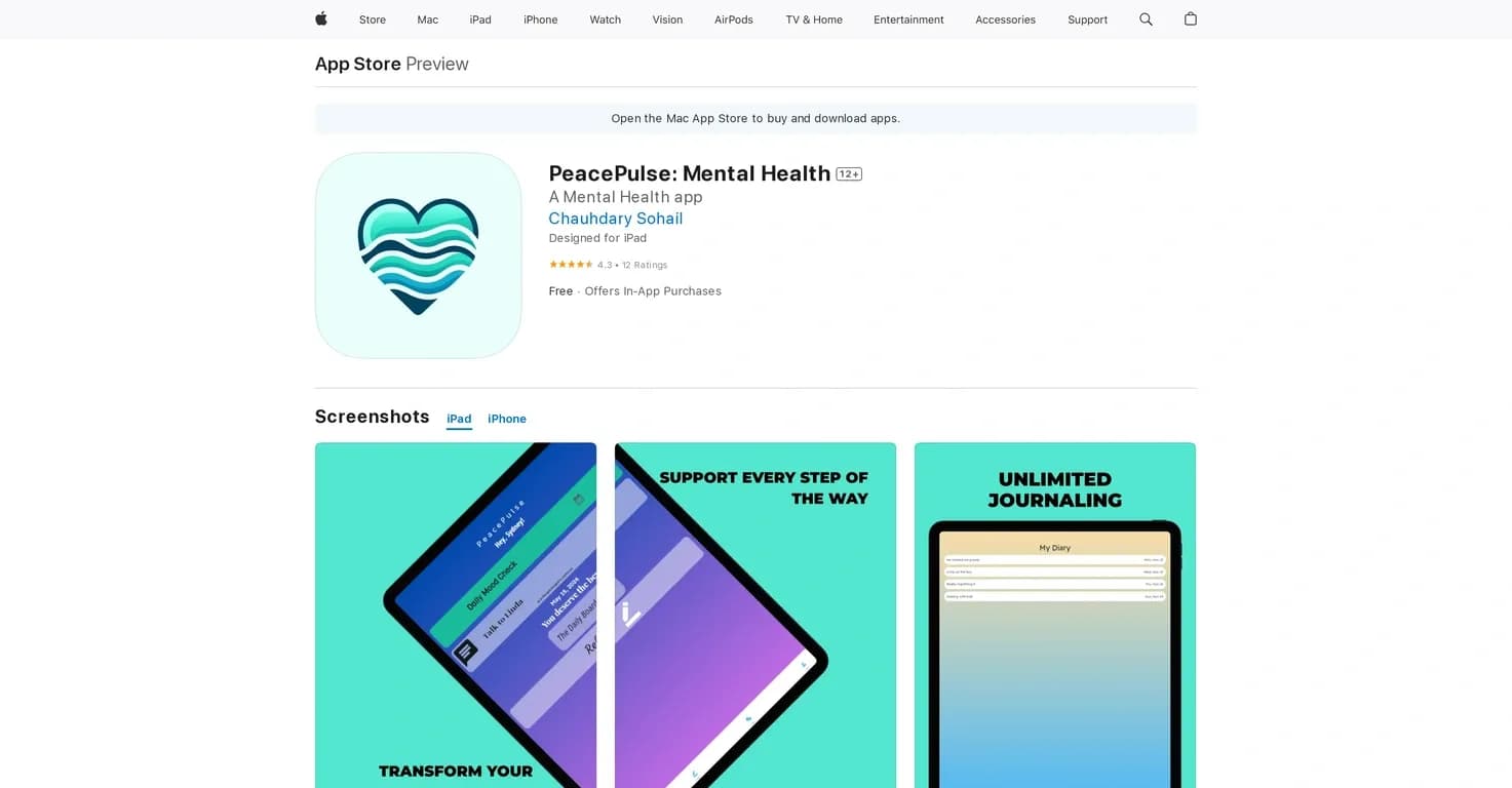 PeacePulse homepage screenshot — Unlock a holistic approach to mental well-being with PeacePu