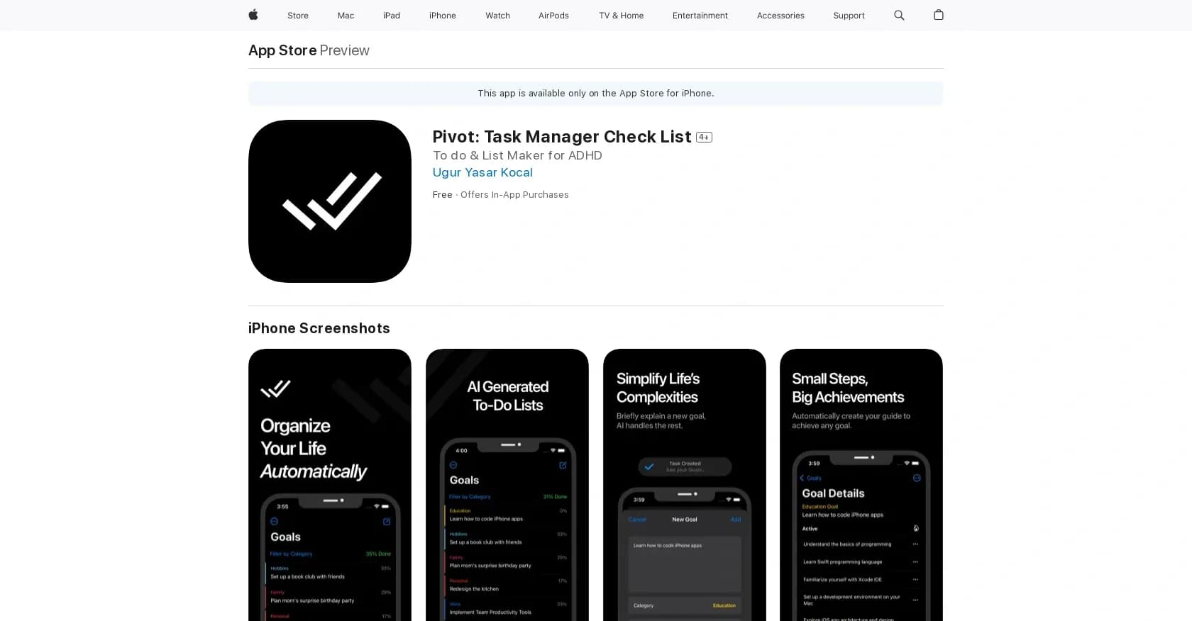 Pivot homepage screenshot — Efficient task management and organization achieved.