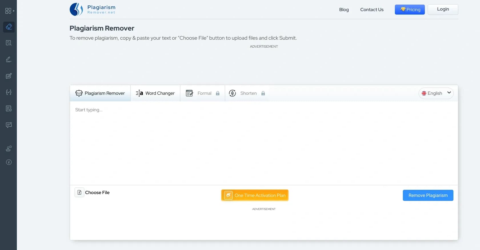 Plagiarismremover homepage screenshot — Make your content 100% unique with AI-powered rephrasing.