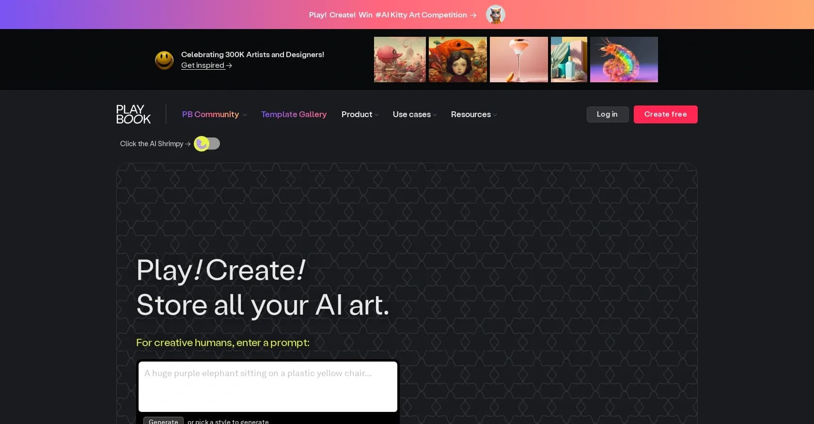 Playbook.com homepage screenshot — Organize your creative files beautifully