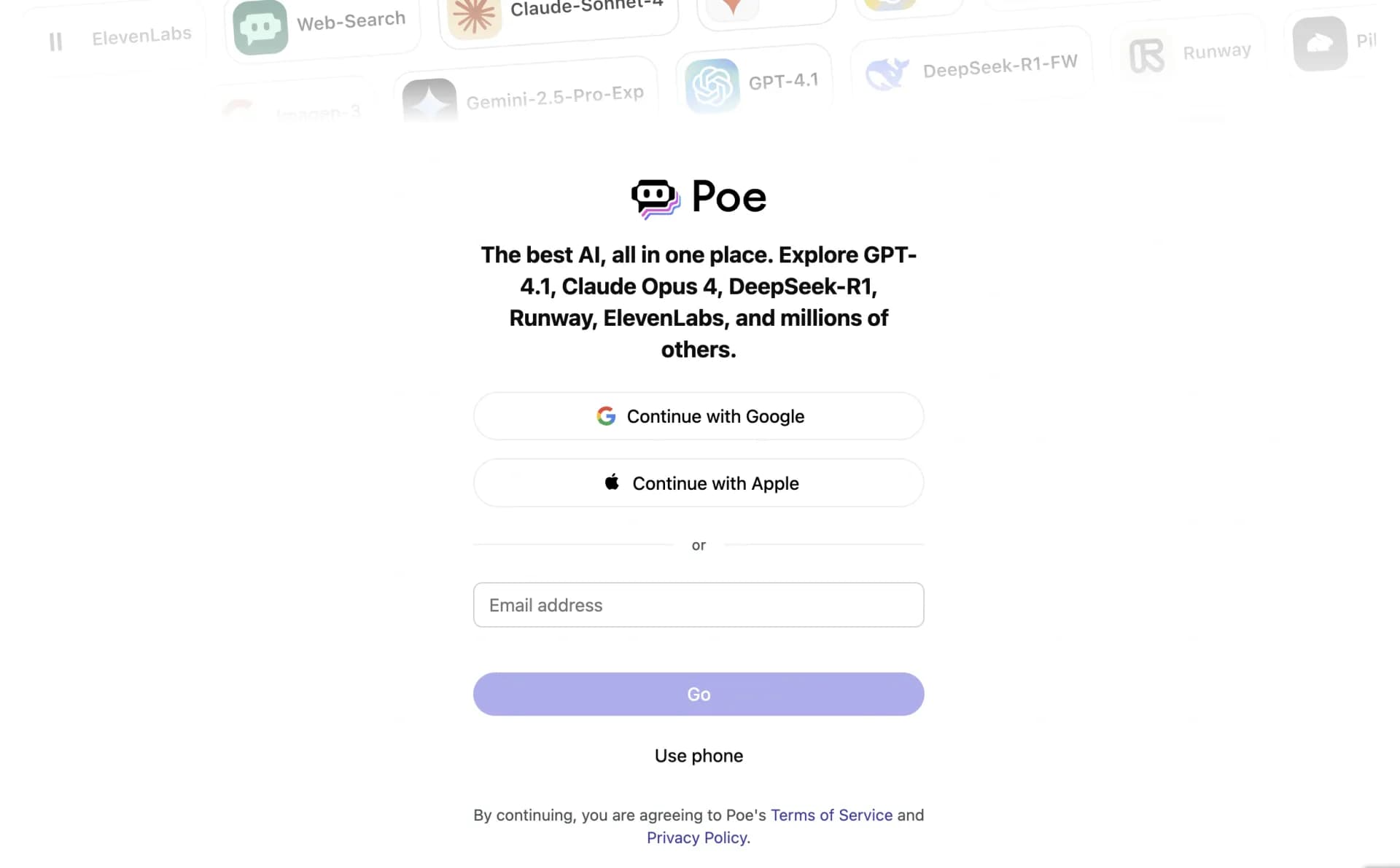 Poev3.2 homepage screenshot — AI-powered chat for effortless writing and coding.
