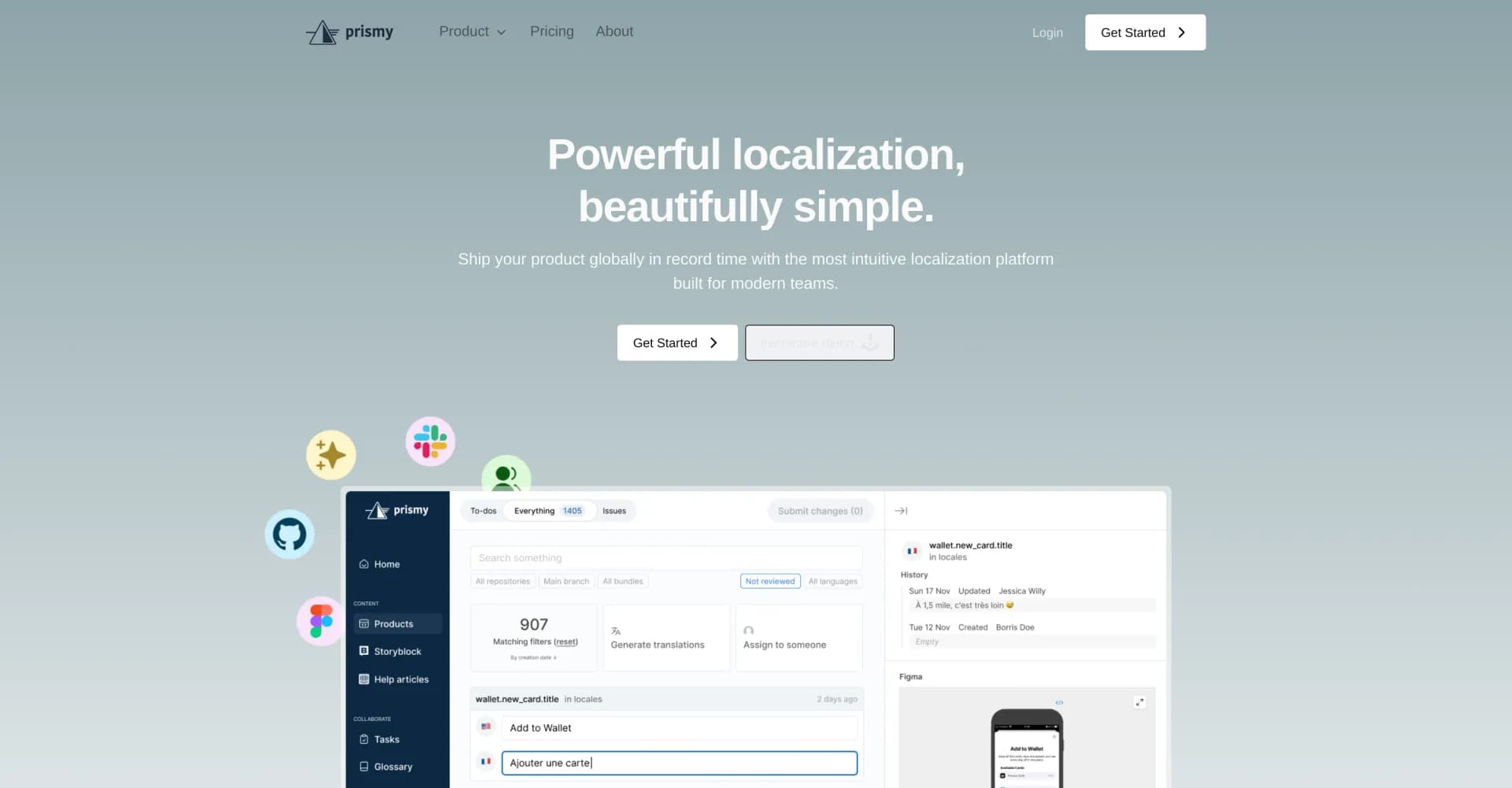 Prismy homepage screenshot — Localize your product globally on autopilot.