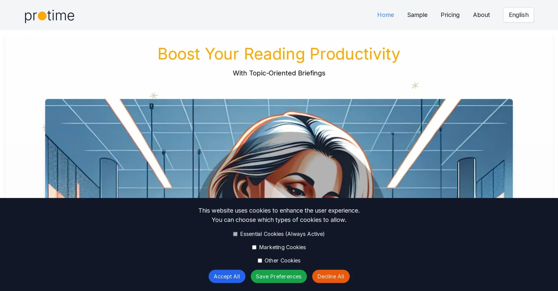 Protime homepage screenshot — AI-powered briefings for personalized news and email summari