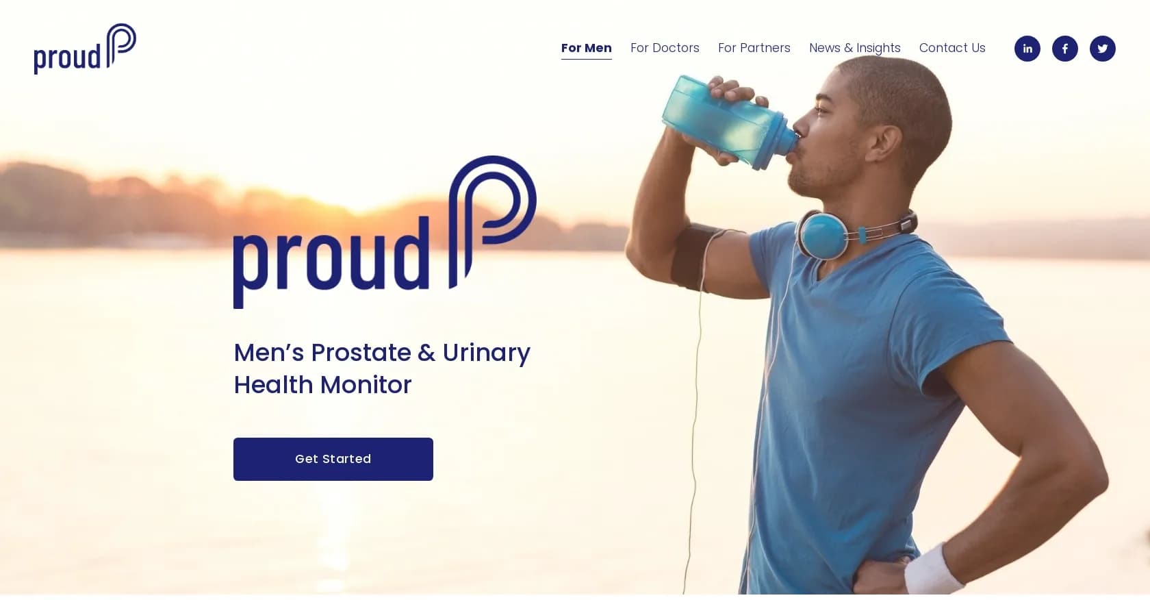 proudP homepage screenshot — Track prostate health with urine flow analysis