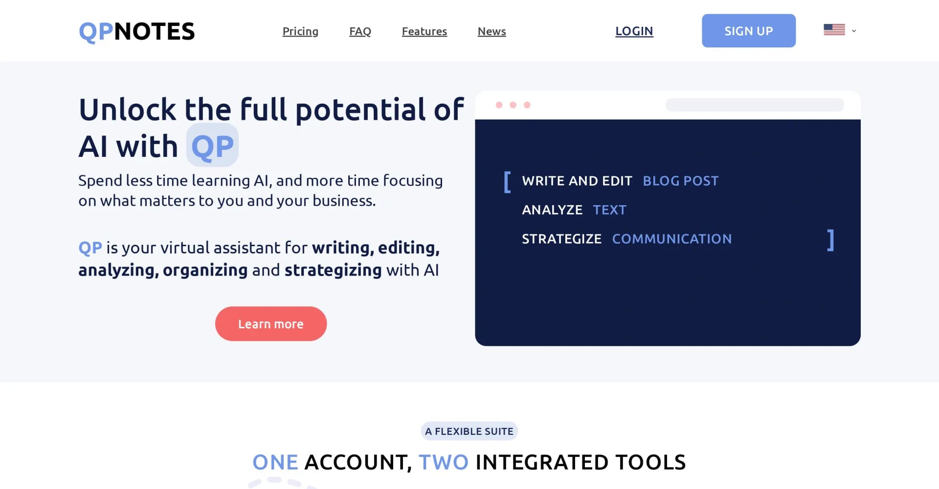 QPNnotes homepage screenshot — Organize and manage your AI prompts effortlessly.