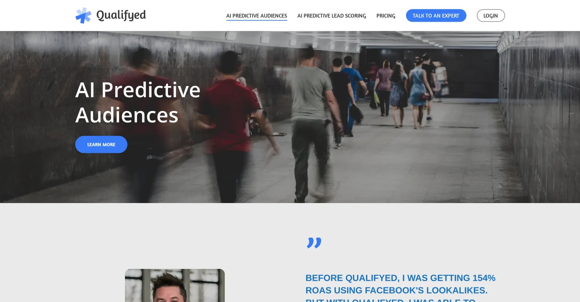 Qualifyed.AI - Lookalike Audiences homepage screenshot — Boost ROAS with AI-powered audience targeting