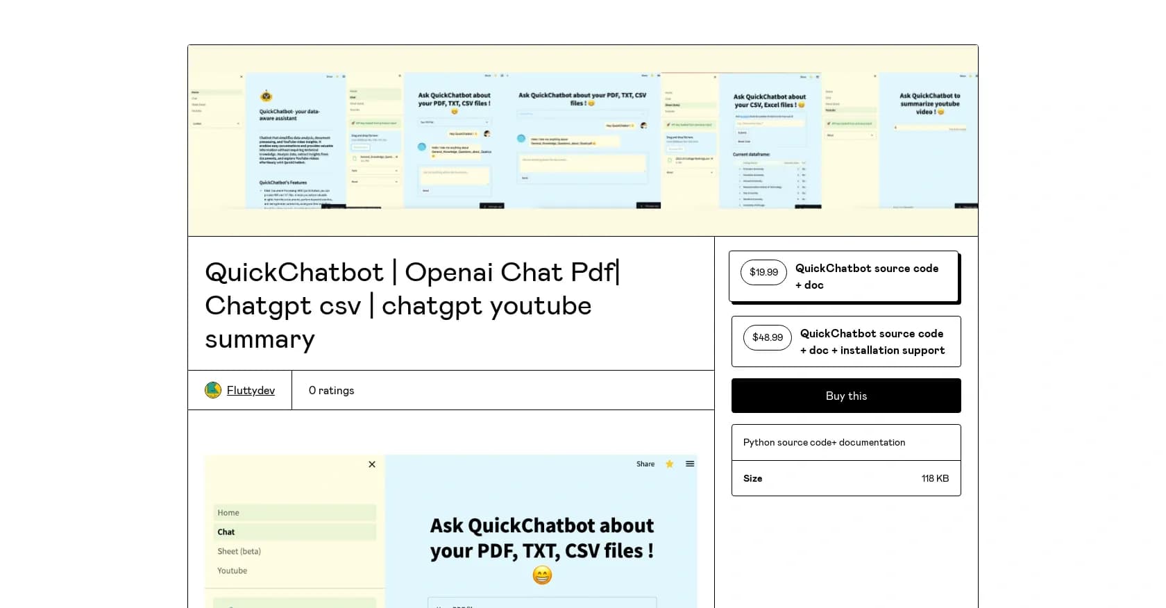 QuickChatbot homepage screenshot — Interact effortlessly with GPT-3 for data analysis and insig