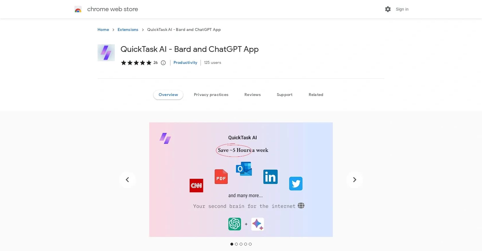 QuickTask homepage screenshot — Streamlined workflow automation and content assistance.