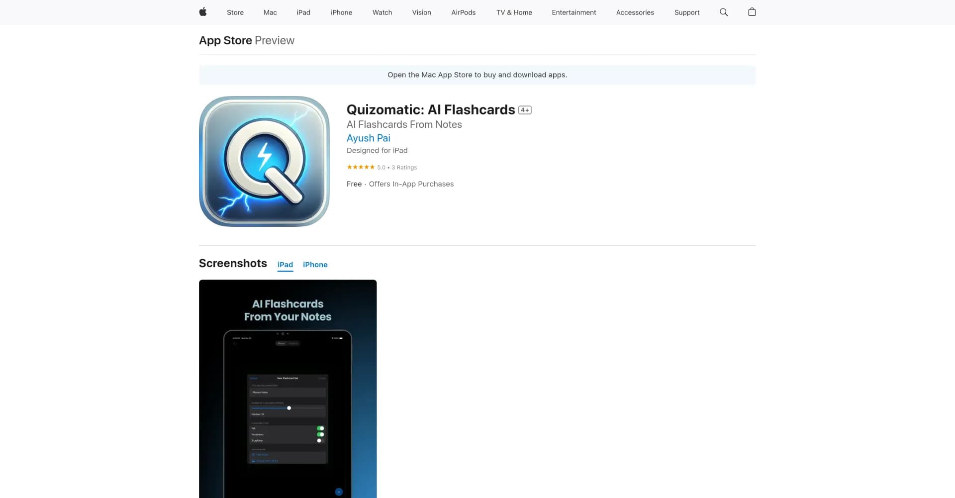 Quizomatic: AI Flashcards homepage screenshot — Transform notes into instant flashcards with AI.