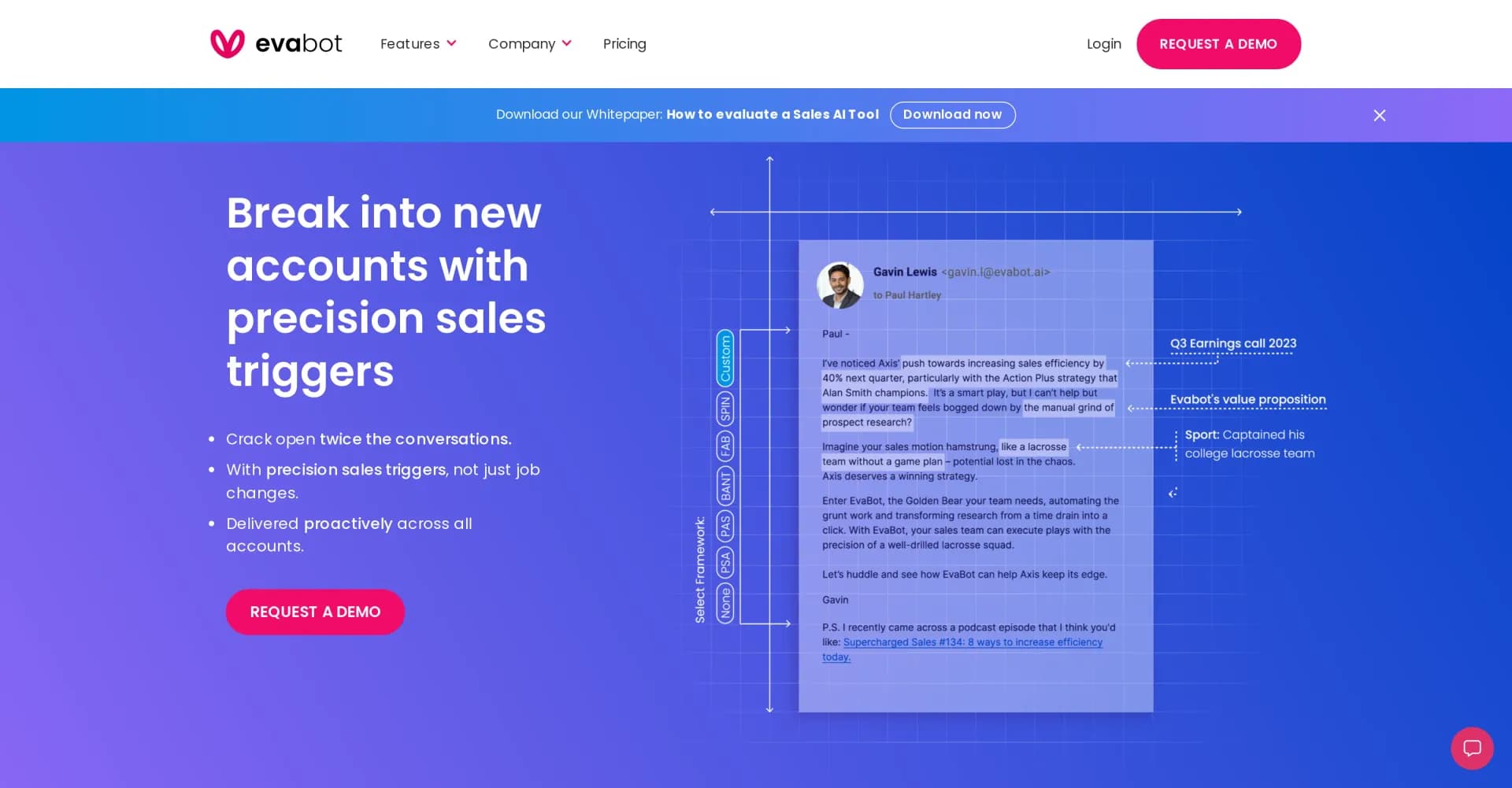 RapportAI homepage screenshot — Revolutionize sales with precision insights for high-velocit