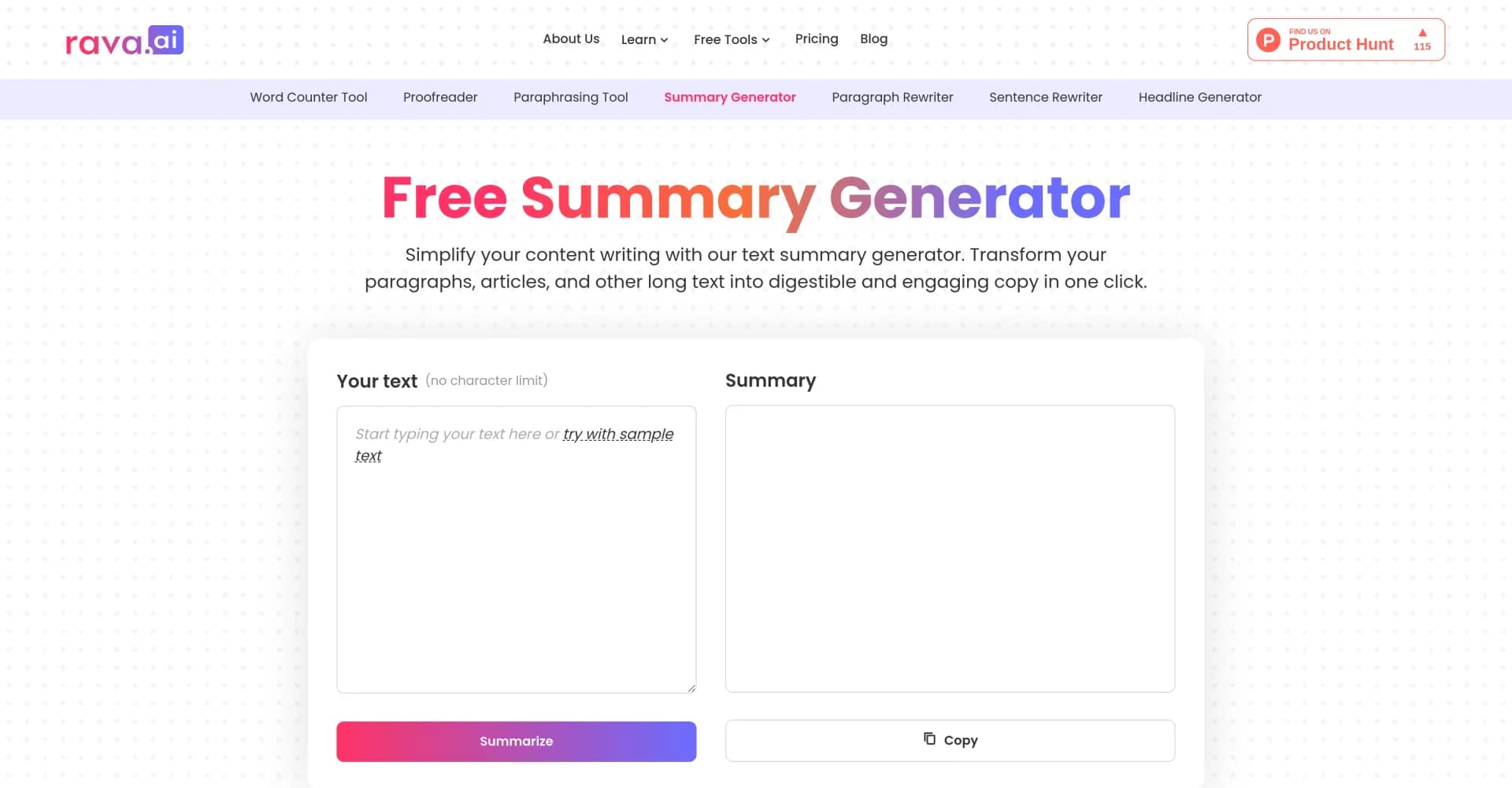 Rava AI homepage screenshot — The only marketing platform startups need