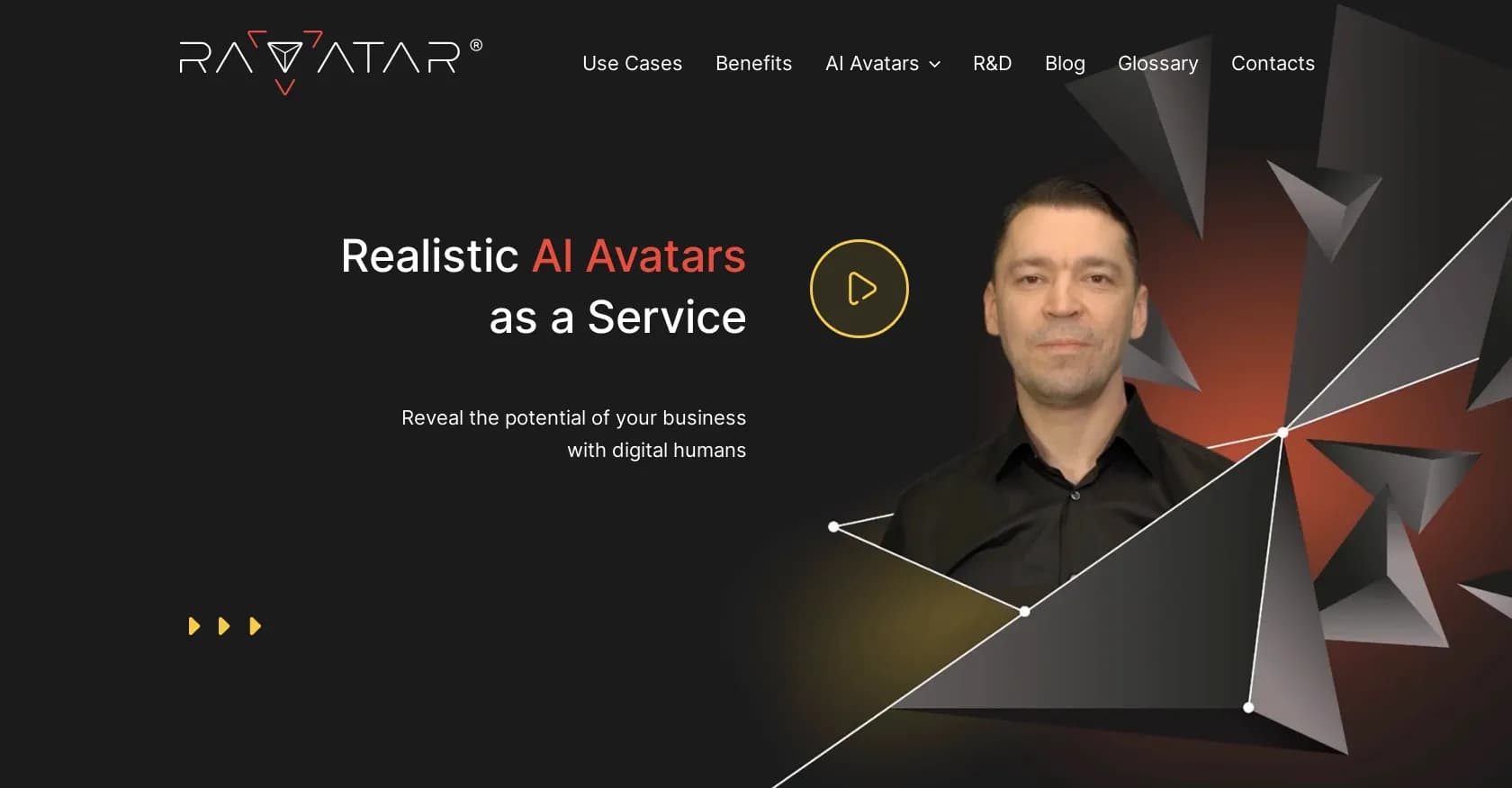 RAVATAR homepage screenshot — Unleash digital humans for your business