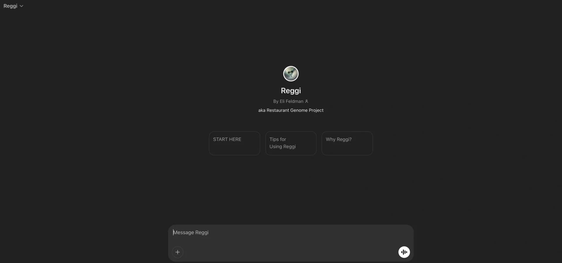 Reggi homepage screenshot — Decode restaurant DNA with AI.