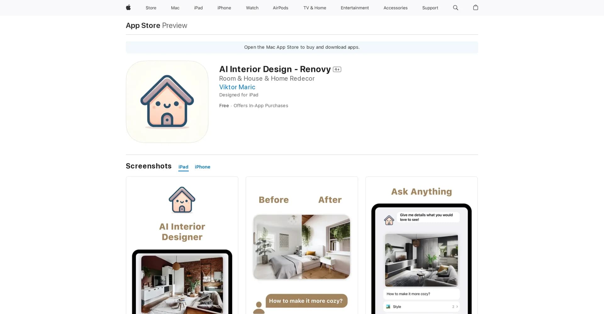 Renovy homepage screenshot — Redefining Interior Design with AI.
