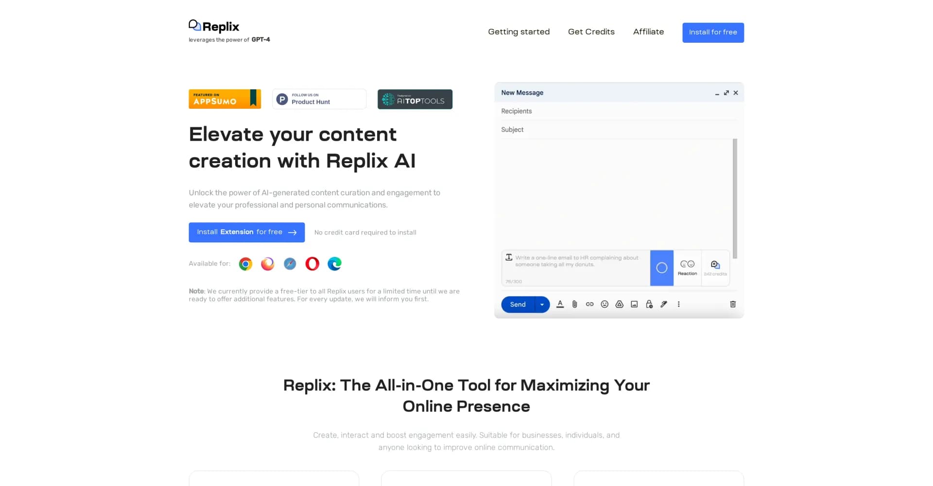 Replix homepage screenshot — AI-powered content curation for smarter communication.