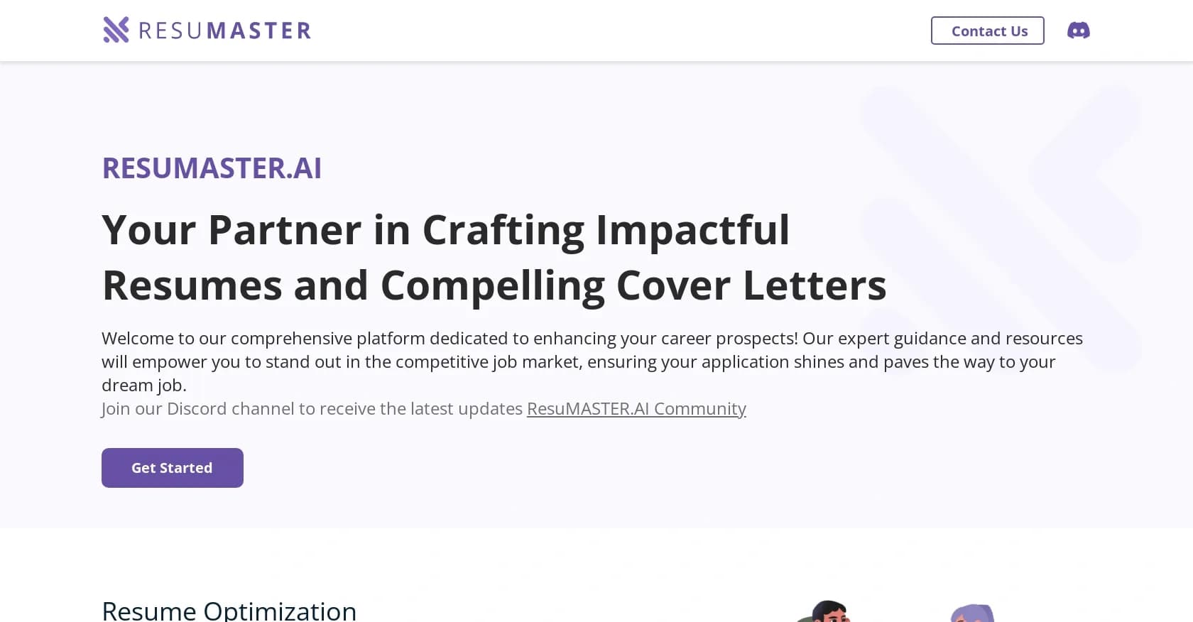 ResuMaster homepage screenshot — Craft impactful resumes and compelling cover letters.