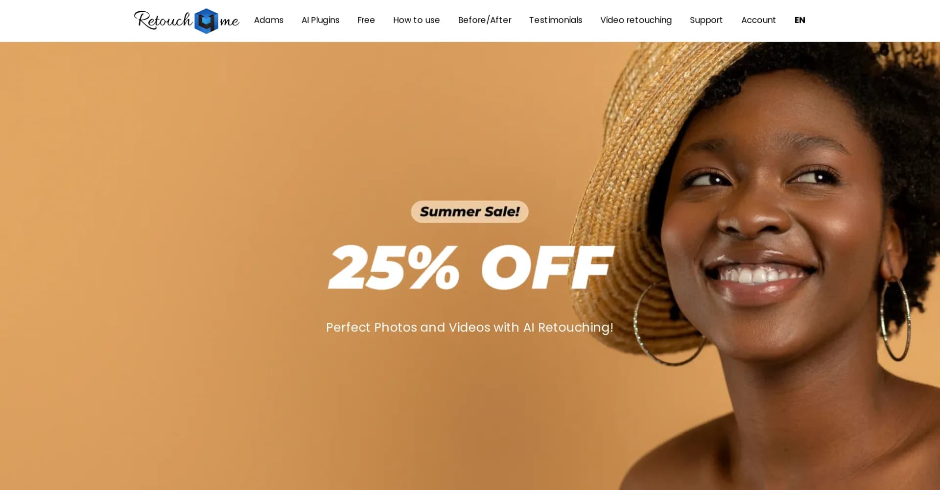 Retouch4me homepage screenshot — Perfect photos and videos with AI retouching