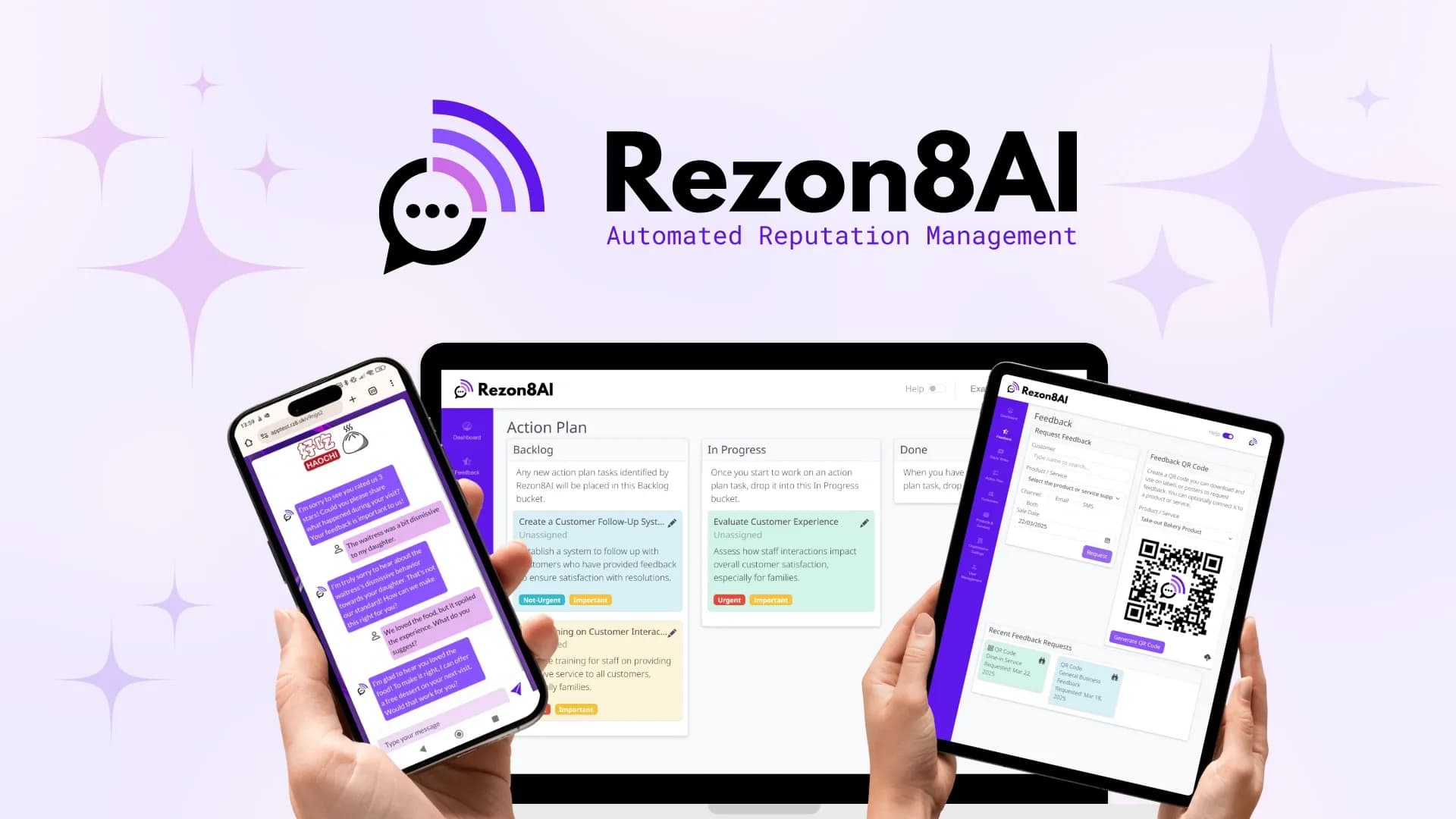 Rezon8AI homepage screenshot — Transform customer feedback into growth opportunities