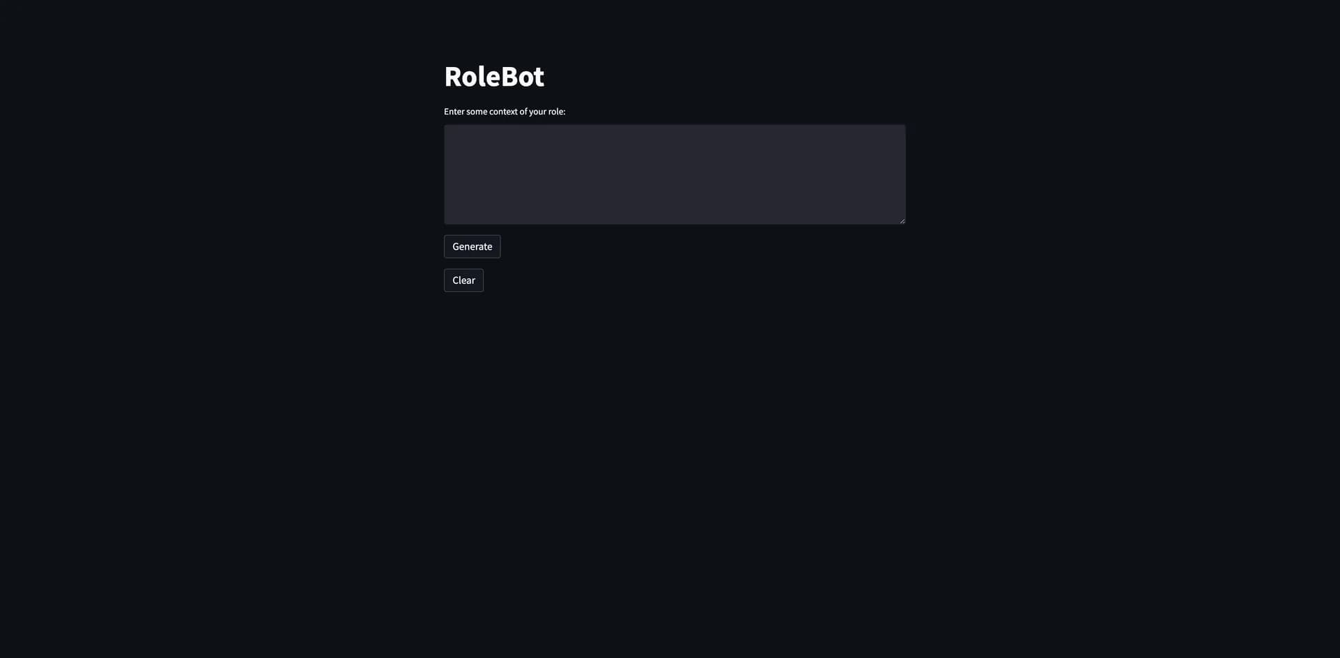 RoleBot homepage screenshot — AI-powered role-play for enhanced learning
