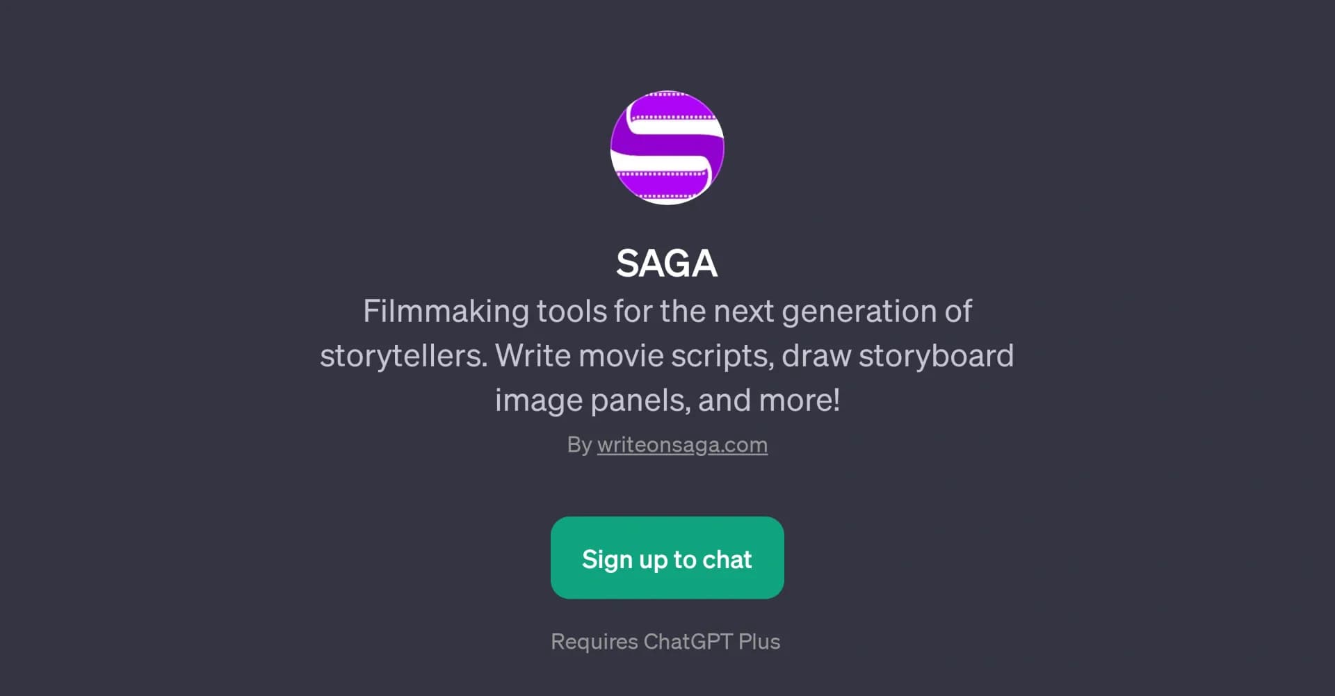 Saga homepage screenshot — Assisted writing and productivity for multiple tasks.