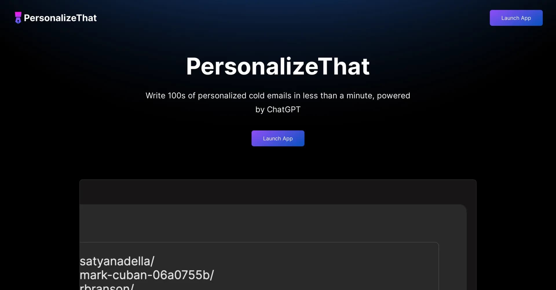 SalesGPT.xyz homepage screenshot — Supercharge sales with AI-powered personalized emails