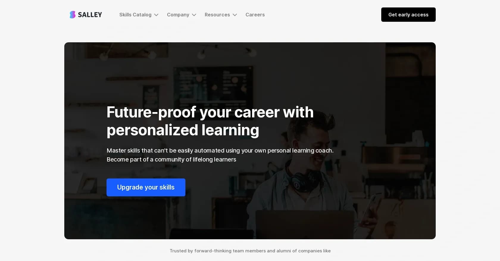 Salley homepage screenshot — Future-proof your career with personalized AI learning