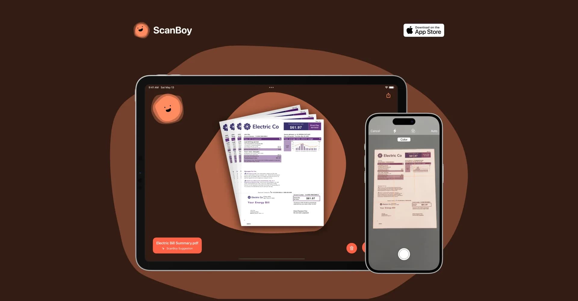 Scanboy homepage screenshot — Fast document scanning with AI-powered naming