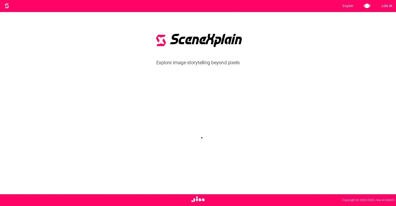 SceneXplain homepage screenshot — Reveal hidden narratives in images with AI-powered storytell