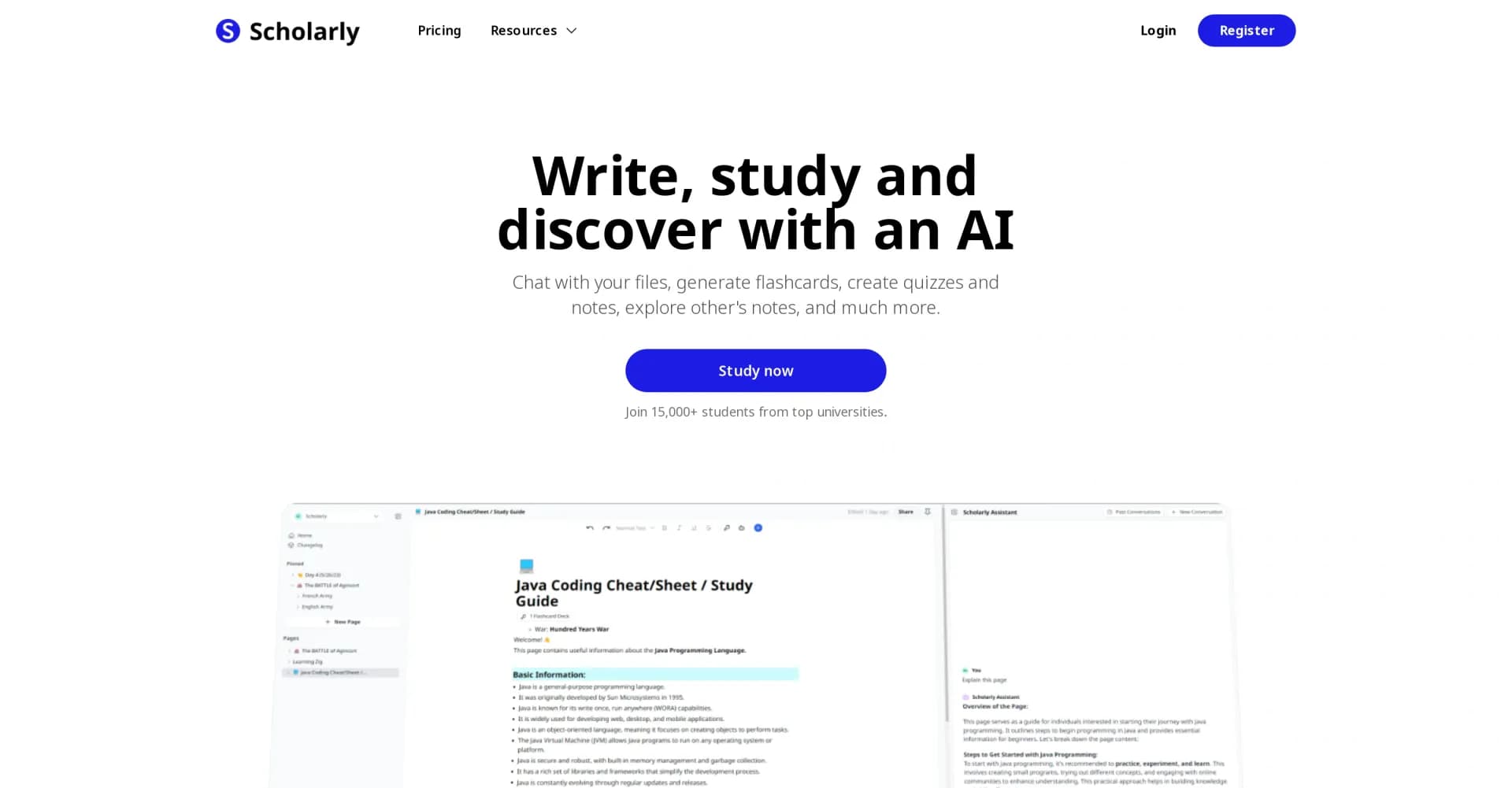 Scholarly homepage screenshot — Your AI copilot for education